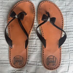 Henri Bendel Black Leather Sandals